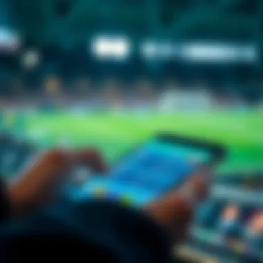 User Interaction with Betting Applications A close-up of a user engaging with a betting app on a mobile device