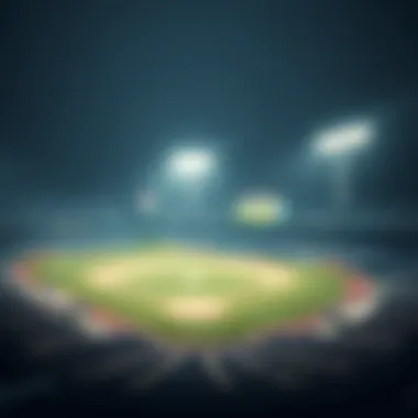 Empty baseball stadium during rain