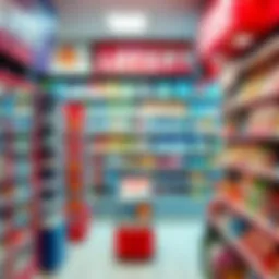 A vibrant lottery retail store showcasing various lottery tickets and promotional materials