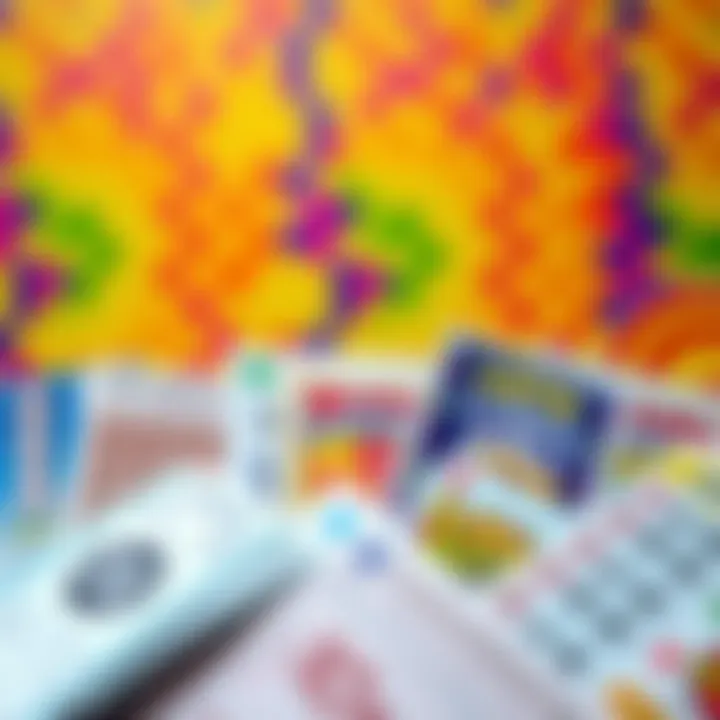 An array of lottery tickets displayed against a vibrant background, showcasing diversity in choice