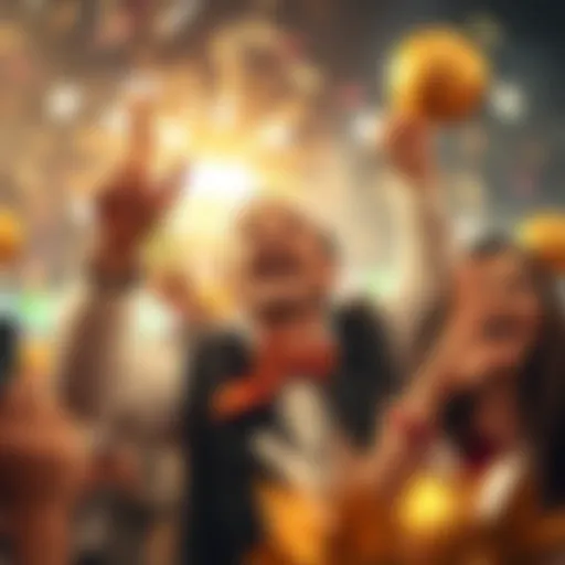 Celebration of lottery win
