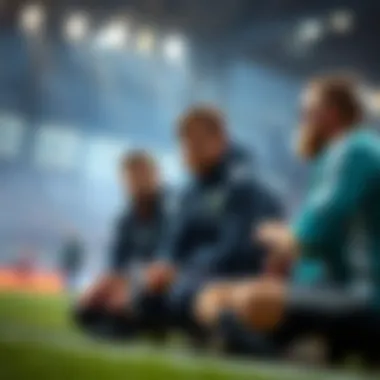 Players discussing strategy during a delay