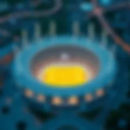 Aerial view of the World Cup Stadium in Sangam