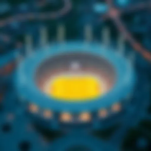 Aerial view of the World Cup Stadium in Sangam