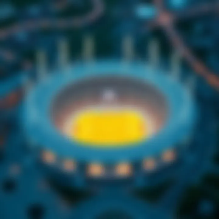 Aerial view of the World Cup Stadium in Sangam