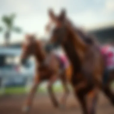 An elegant thoroughbred racing on a track